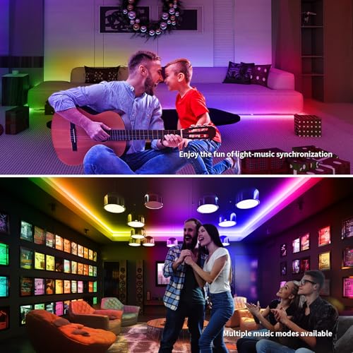 RGBIC 40FT Smart COB LED Strip Lights Color Flowing Light with App & Remote - Music Sync, Vivid Colors