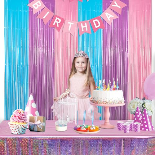 Black Tinsel Backdrop Curtain - GREATRIL Tinsel Curtain Party Backdrop Streamers for Wizard Birthdays/Stranger Theme/Doorway/Halloween Decorations Party - 2 Packs