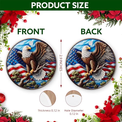 Patriotic Eagle Ornament - American Flag Keepsake, 2.9 inch glazed ceramic