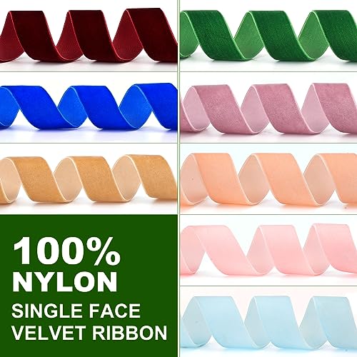 Burgundy Velvet Ribbon 3/8 Inch x 20Yd,Great for Gift Wrapping,Hair Bows,Christmas,Wedding Party Decoration(3/8" Burgundy)