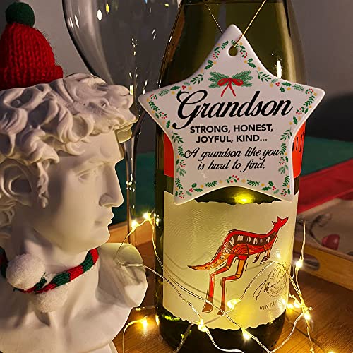 Banlai Grandson Christmas Ornament D - Holiday Ceramic Tree Decor Gift from Grandma Grandpa