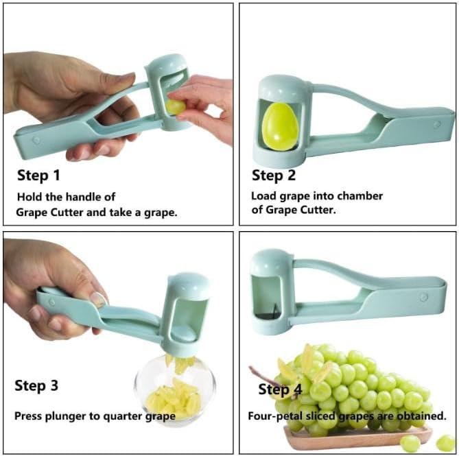 Skiennix Grape & Cherry Tomato Cutter - One-Second Handheld Fruit Slicer for Small Fruits (D)