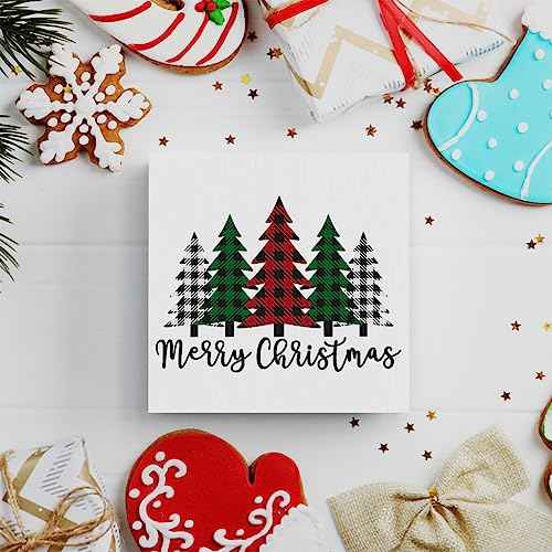 Funny Christmas Trees Wooden Box Sign Plaque Merry Christmas Wood Box Sign Rustic Art Home Shelf Desk Decor christmas tree decorations 5 x 5 x 1 Inches