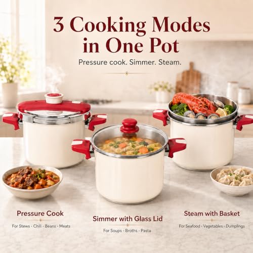 MICHELANGELO Stovetop Pressure Cooker Stainless Steel, 8.5 qt, 304