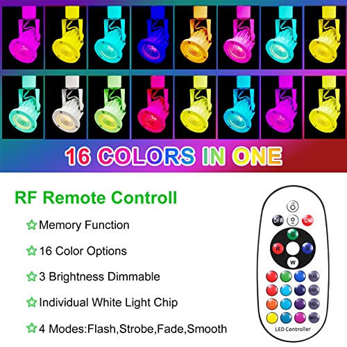 RGB LED Track Light Heads 8-Pack - Color Changing Spotlights for Accent & Party Lighting