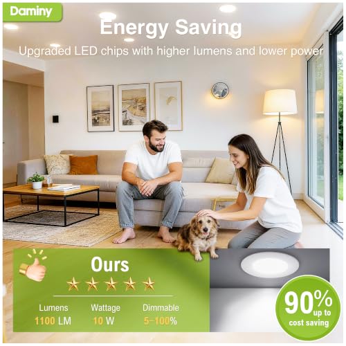 DAMINY 12 Pack 6 Inch LED Recessed Canless Downlights White 5 CCT-1