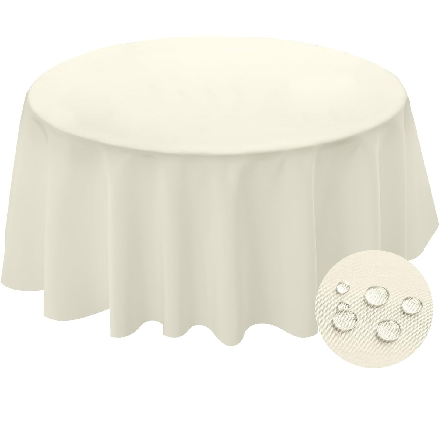BYDOLL Table Cloth Round 48 Inch Tablecloth Fits Max38 Inch Diameter Top,Beige Washable Outdoor Winkle and Stain Resistant Spillproof Polyester Tablecloths for Round Tables Party Cover
