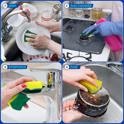 96 Pack Microfiber Non-Scratch Kitchen Sponges for Dish Cleaning
