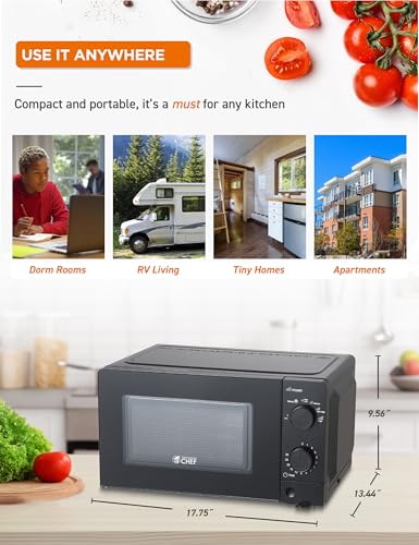 Countertop Microwave Oven 0.6 Cu Ft Black - Commercial Chef CHM660B