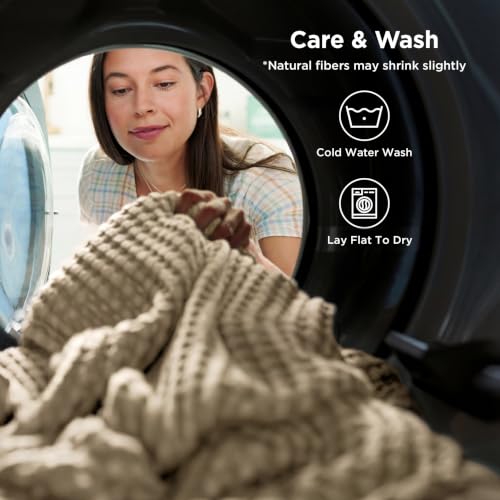 Cooling Waffle Blanket for Hot Sleepers - Warm Taupe King 104x90 - Breathable & Soft