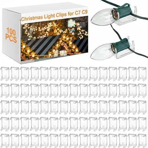 100 Pcs Christmas Light Clips for C9 C7 Socket, Combo C, Waterproof