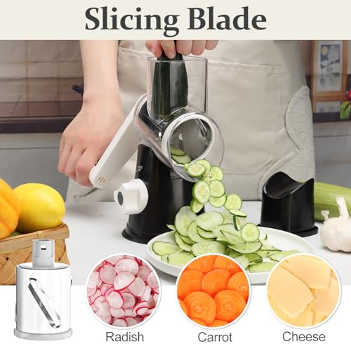 Cambom Rotary Cheese Grater Hand Crank with 5 Blades - Black