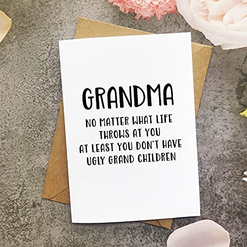 Funny Grandma Birthday Card Don’t Have Ugly Grandchildren – Mother’s Day & Christmas Gift from Grandson or Granddaughter