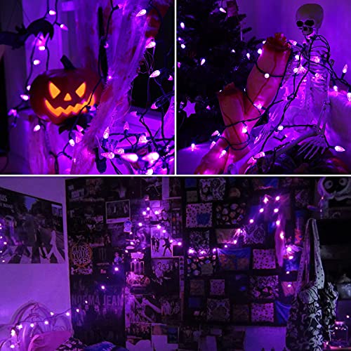 Brizled Purple Halloween Outdoor String Lights, 33 ft, 100 C5 LED (Purple)