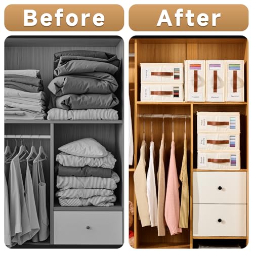 KitHero White Bed Sheet Organizer 4 Pack – Waterproof Linen Closet Storage with Zipper & Handles