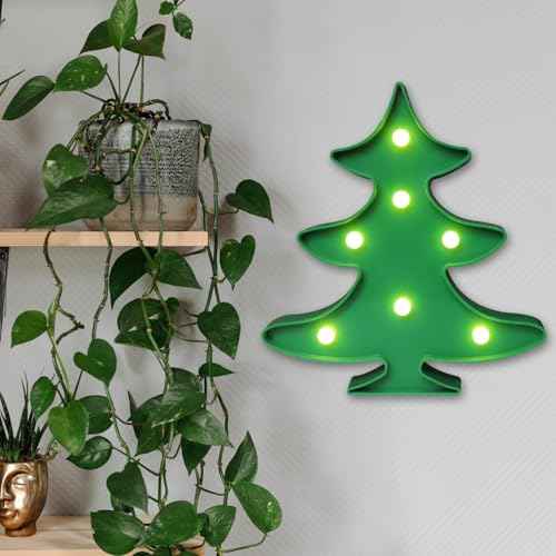 Christmas Tree Decorations Marquee Sign, Green Tree Night Lights Table & Wall Lamp Marquee Lights for Bedroom, Kids' Room, Nursery Room, Home Decorations - Xmas Tree