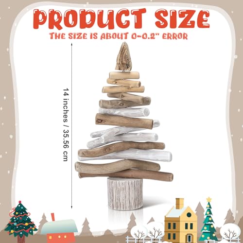 Rustic Driftwood Christmas Tree Tabletop Décor 12.2in - Civaner (Rustic Variant)