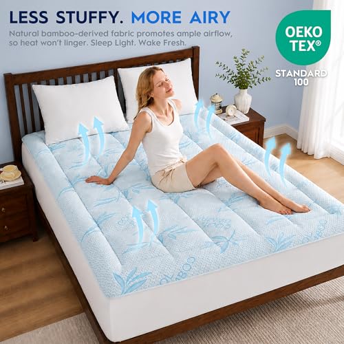 King Waterproof Mattress Pad with Memory Foam & Bamboo Cooling Cover - 78x80 in