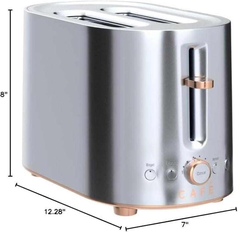 Café Express Finish 2-Slice Toaster - Wide Slots & Bagel Mode - Stainless Steel