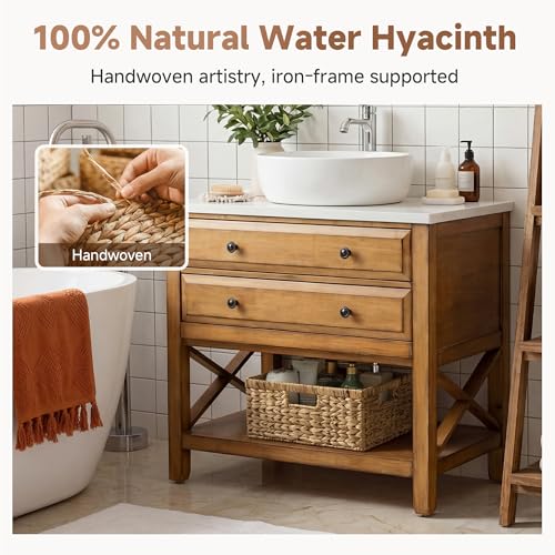 Natural Water Hyacinth Wicker Storage Basket 15"L x 11"W x 6¾"H - Pack of 1