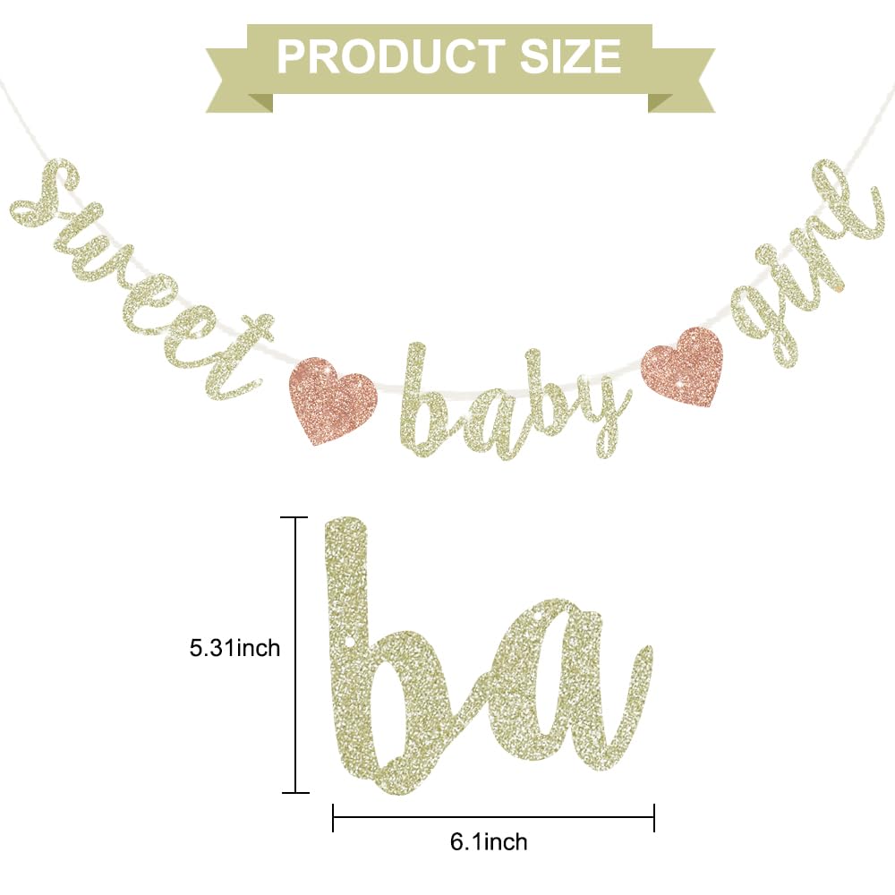 BEISHIDA Champagne Glitter Girl Baby Banner,NO DIY, Pre-Strung Baby Gender Party Banner For Girls, Girls Shower Decorations,First Birthday Sweet party supplies