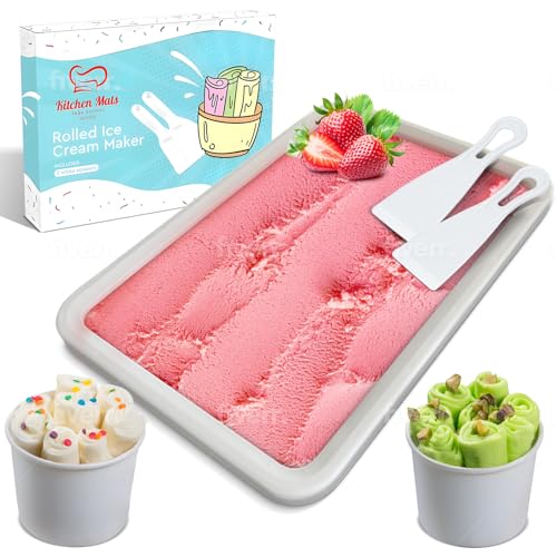 Extra Large White Rolled Ice Cream Maker (14x10 inch) - Family Dessert Machine