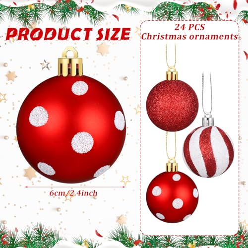 12 pcs Red & White Christmas Ornaments Candy Balls for Tree Decor