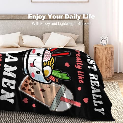 Wattnai Ramen Blanket 60x50 Inches - Soft Anime Noodle & Food Lover Throw, Unique Gift for Men & Adults