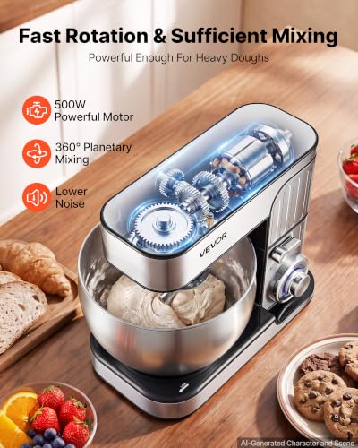 VEVOR 7.4 Qt Tilt Head Stand Mixer 500W Electric Dough & Food Mixer