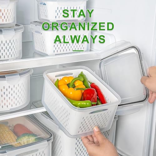 Large Fruit Storage Container with Removable Colander - 10 Pack, Freshmage