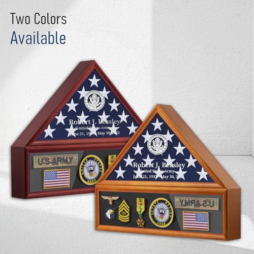 DIY Personalized Flag Display Case for 5'x9.5' Burial Flag - Solid Wood, Red Variation