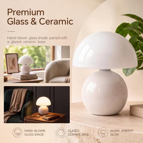 Dawnwake White Mushroom Table Lamp - Small Dimmable Bedside Light