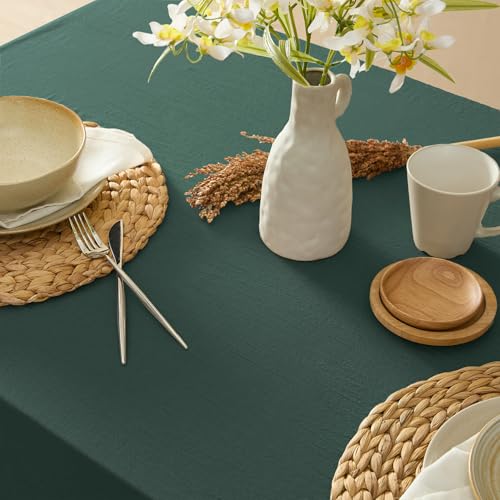 Monday Moose Teal Green Ruffle Farmhouse Rustic Cotton Tablecloth 60x120 Inches