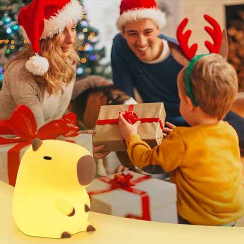 Attivolife Capybara Night Light for Kids, Animal Silicone Night Lamp USB Rechargeable, Touch Control with Dimmable & Timer, Cute Home Bedside Decor Portable, Kawaii Birthday Xmas Gift for Girl Boy