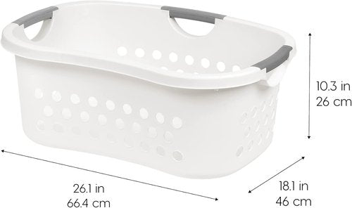 IRIS USA 50L Plastic Laundry Basket - Comfortable Carry Handles, 3-Pack, Ventilated Design, White