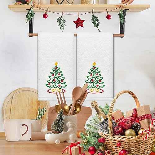 Hexagram Christmas Hand Towels for Bathroom, Embroidered Christmas Bath Towels, Cotton Soft Hand Towel, Xmas Decor for Bathroom