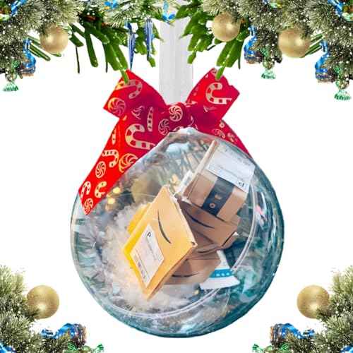 Funny Ornament, Mini Express Box Packages Clear Ball Ornament for Christmas Tree, Funny Gifts Box for Christmas Decoration, Mini Packages