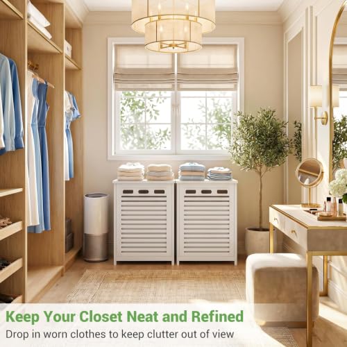 White Bamboo Tilt Out Laundry Hamper Cabinet with 15.5_Gal Removable Bag