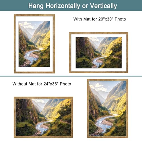 Rustic Brown 24x36 Poster Frame Set of 2 with Plexiglass - Wall Mount Display