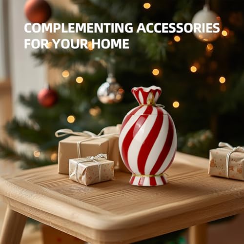 DIF DECO Christmas Candy Ceramic Storage Jars with Lid - 700ml, Vertical Storage Jar, 24.7 oz