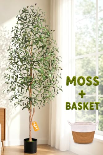 Artificial Olive Tree Indoor with Planter & Basket - 6 FT Green Variation