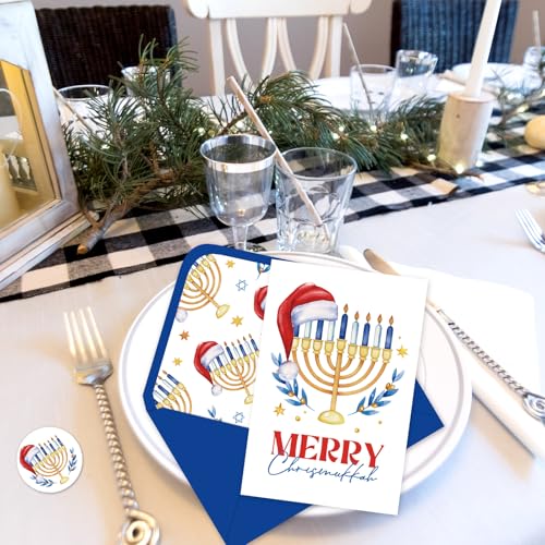 Whaline Hanukkah Candlestick Christmas & Hanukkah Greeting Card Set 24 pcs