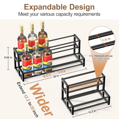 Expandable Coffee Syrup Organizer, Enlarged 6-12 Bottles Stand