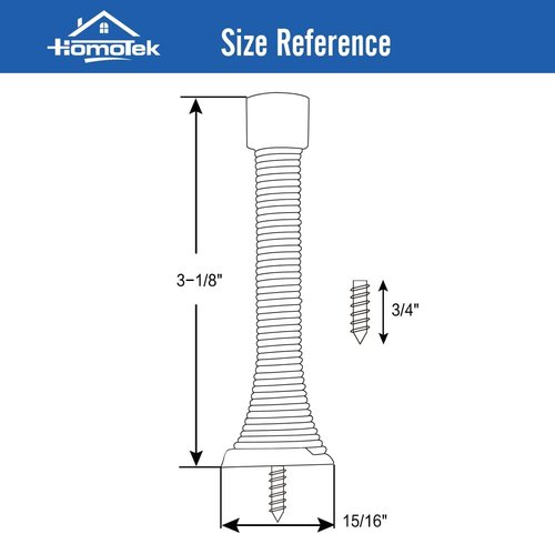 HOMOTEK Heavy Duty Black Spring Door Stops - 12 Pack with Flexible Rubber Bumper Tips | 3-1/8" Size
