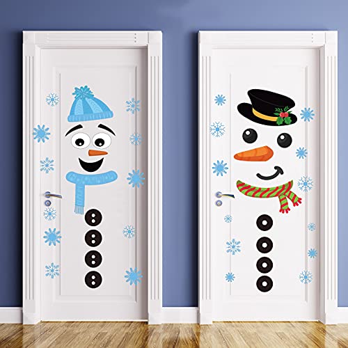 Dianelhall Snowman Door Stickers – 6 Sheets Holiday Refrigerator/Window Decor (Snowman Variant)