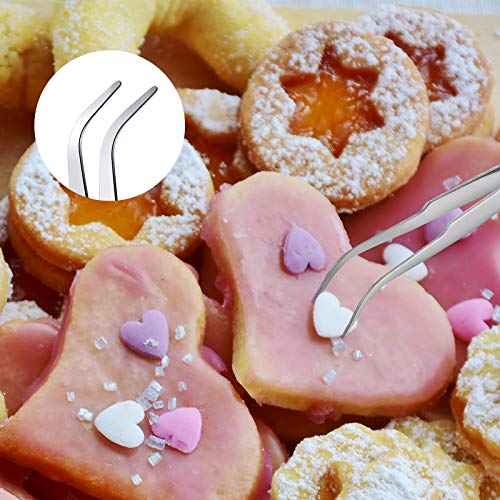 Patelai 14 Pcs Cookie Decorating Tool Set Christmas Fondant Cake Decorating Brushes Scribe Cookie Tool Sugar Stir Needle Baking Elbow and Straight Tweezers for Christmas Sprinkles Supplies for Fondant