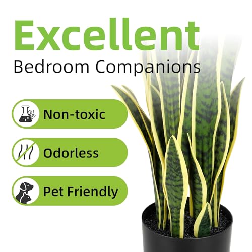 Artificial Snake Plant 3ft 2-Pack - Faux Sansevieria in Yellow, Indoor Home Decor