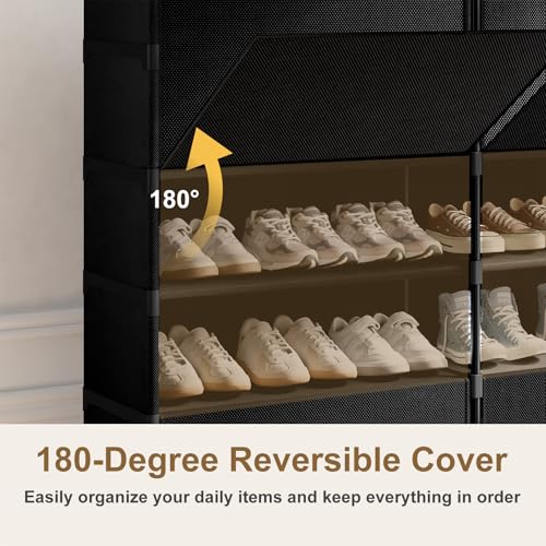 42-Pair 2x7 Tier Shoe Cabinet Storage Organizer - Black, Variation 2 by 7(42 Pairs)