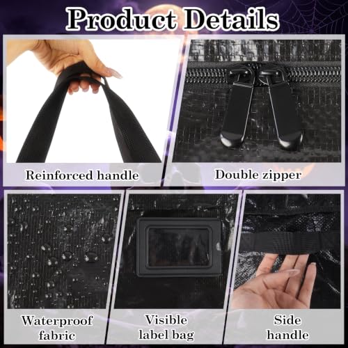 Black 12ft Skeleton Storage Bag - Heavy Duty PE Woven Fabric, Portable Holiday Decor Organizer
