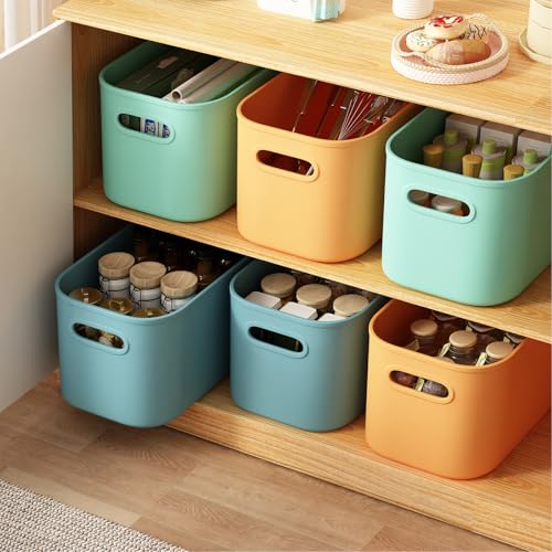 8 Pack Colorful Stackable Storage Bins with Lids & Handles for Organization